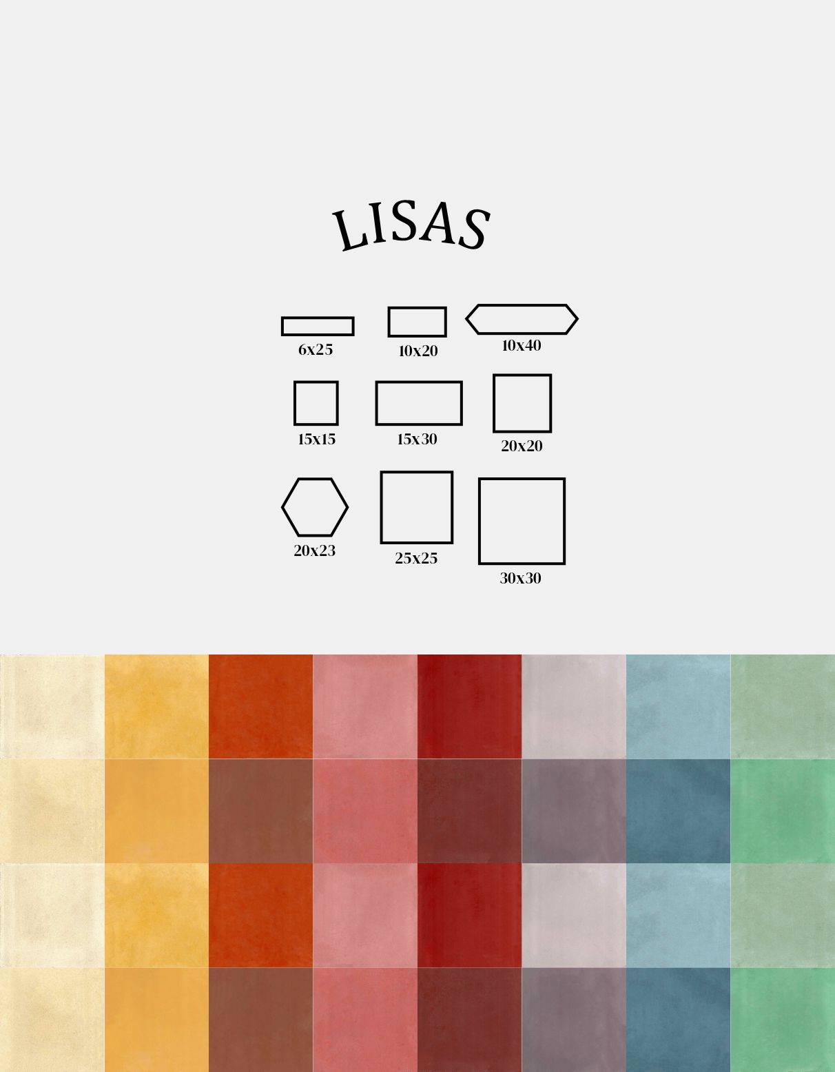 Baldosas calcáreas lisas varios tamaños y colores