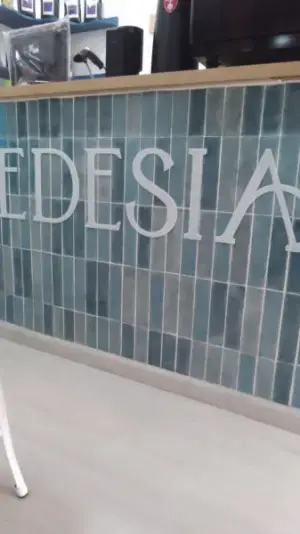 Revestimientos de baldosas calcáreas azules negocio comercial