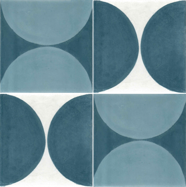 Baldosa mosaico doble semicircular 